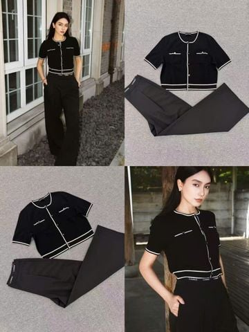  Áo CDG đen viền trắng - 2 túi trước 