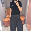  Áo polo ngắn tay đen - len tăm 