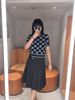  Chân váy dài kèm belt kẻ thoi CC 