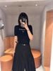  Áo đen len tăm ngắn tay -chữ CC ngực 