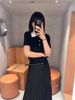  Chân váy dài xẻ tà gấu dưới 