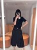  Chân váy dài xẻ tà gấu dưới 