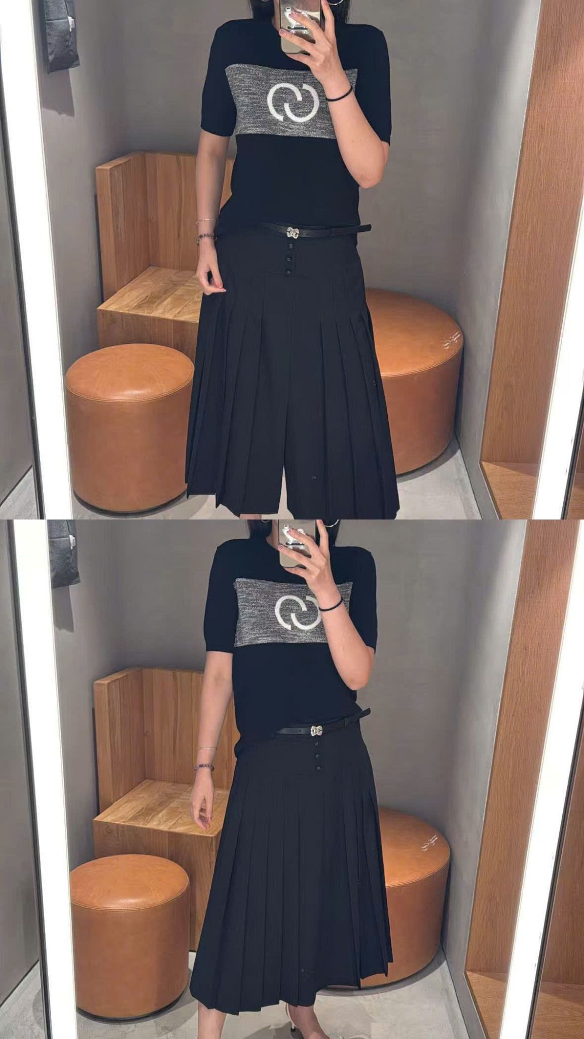  Chân váy dài xẻ tà gấu dưới 