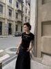  Áo đen len tăm ngắn tay -chữ CC ngực 