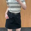 Chân váy chữ A đen, 2 túi trước kèm Belt da 