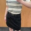 Chân váy chữ A đen, 2 túi trước kèm Belt da 