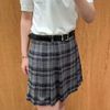  Chân váy ngắn kẻ tím xám, kèm Belt da 