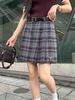  Chân váy ngắn kẻ tím xám, kèm Belt da 