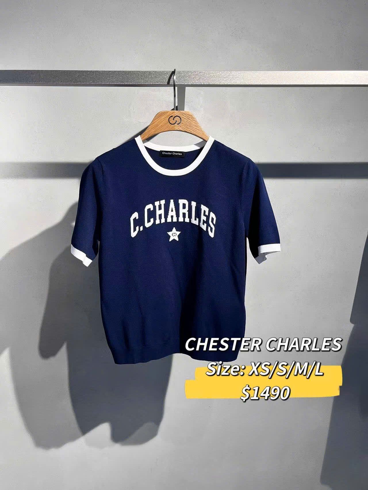  Áo xanh Navy viền trắng chữ C.Charles 