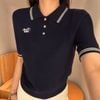  Áo polo xanh navy- 3 cúc viền trắng 