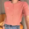  Áo CDG ngắn tay Hồng cài cúc 