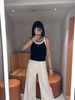  Áo 2 dây đen phối trắng 