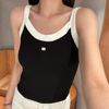  Áo 2 dây đen phối trắng 