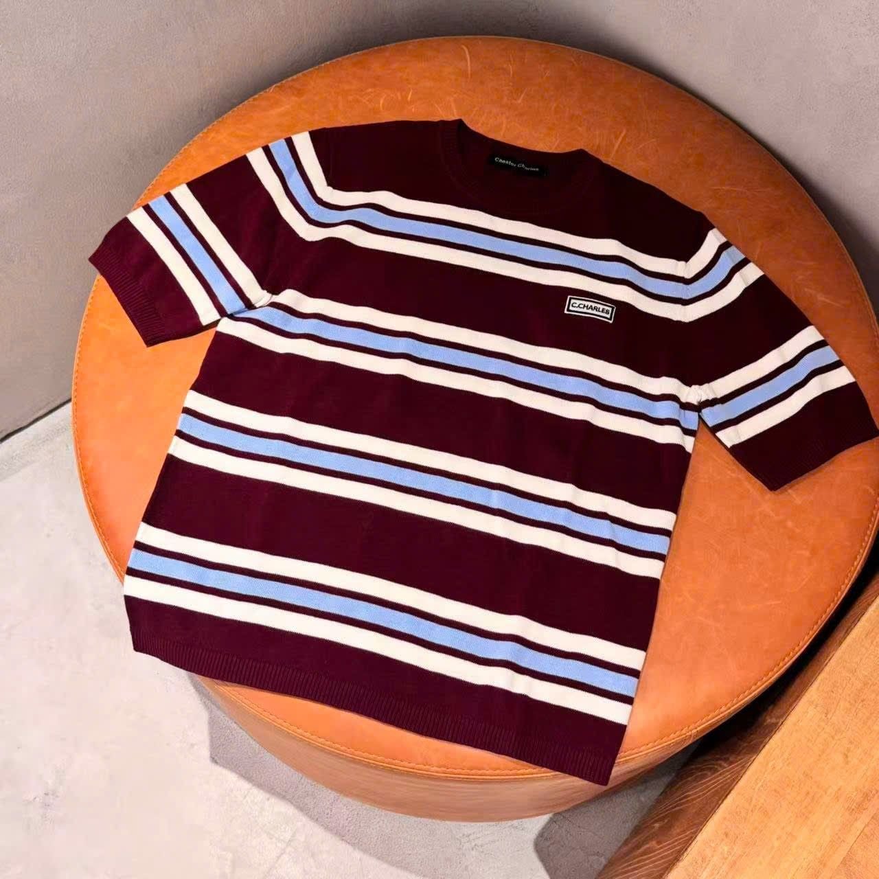  Áo ngắn tay đỏ kẻ trắng , xanh ngang 