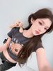  Áo croptop nâu xám đậm ánh tím gấu 