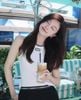  Quần sooc vải đen logo đá nhỏ -cạp chữ CC 