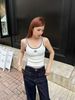  Áo tank top trắng viền đen CC 