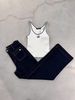  Áo tank top trắng viền đen CC 