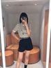  Quần sooc vải đen logo đá nhỏ -cạp chữ CC 