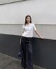  Áo CDG trắng ngắn tay 2 túi cúc đen 
