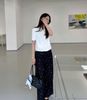  Áo CDG trắng ngắn tay 2 túi cúc đen 