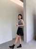  Áo tanktop trắng đen kẻ ngang,logo hồng 