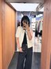  Áo CDG trắng ngắn tay - viền nơ đen 