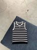  Áo tanktop trắng đen kẻ ngang,logo hồng 