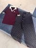  Áo cổ V Bordeaux tay sọc 