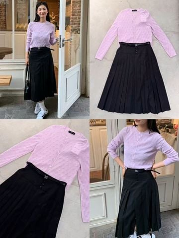  Áo CDG Tím hồng - logo nổi 