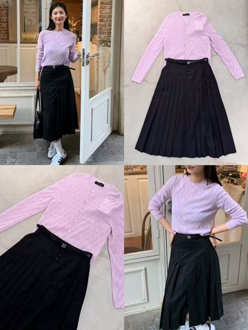  Chân váy dài xẻ tà gấu dưới 