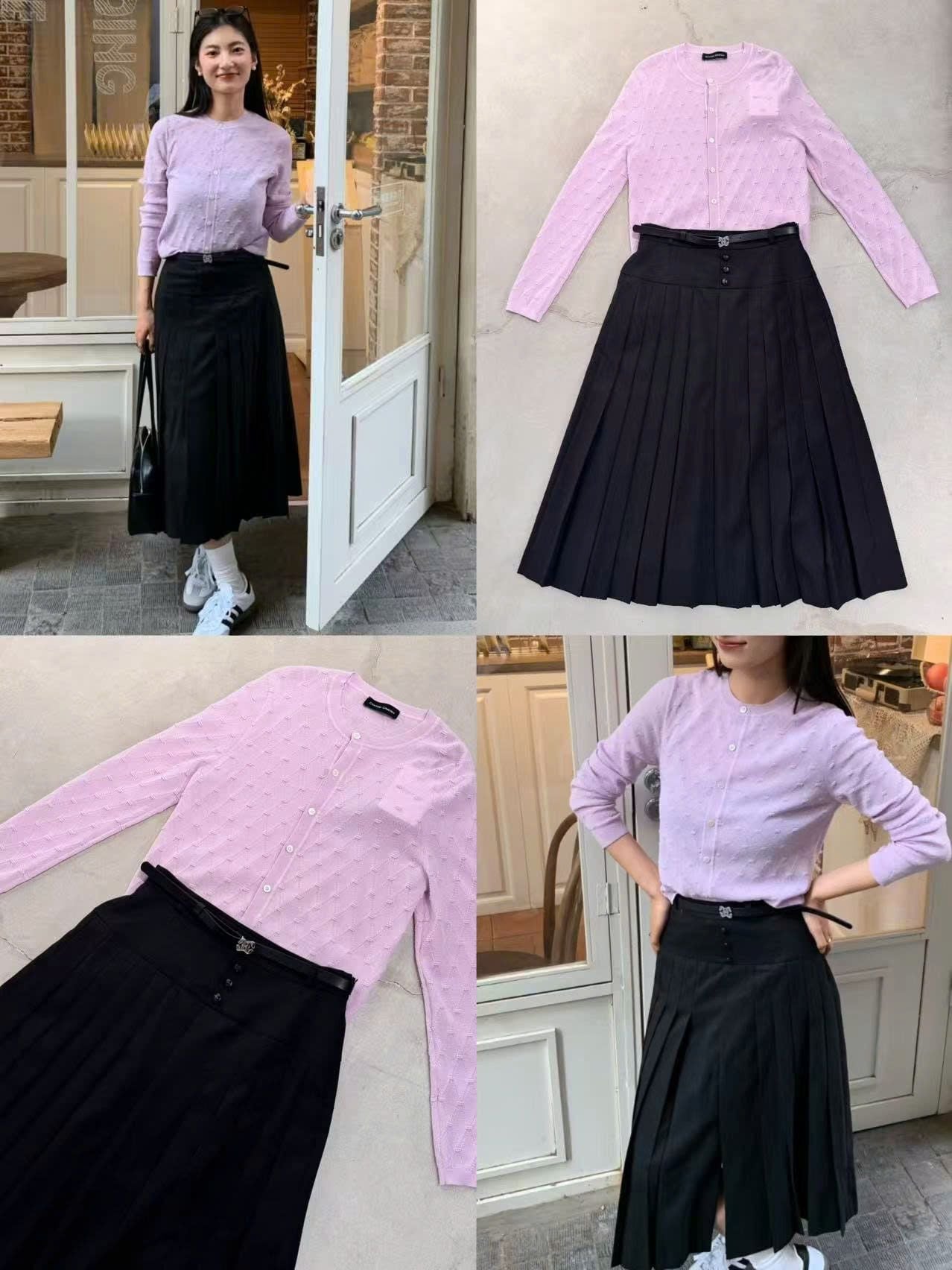  Chân váy dài xẻ tà gấu dưới 