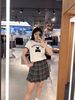  Chân váy ngắn kẻ tím xám, kèm Belt da 
