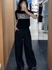  Quần vải đen có dây belt 