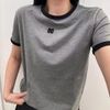  Áo phông xám tro, viền đen, logo đen 