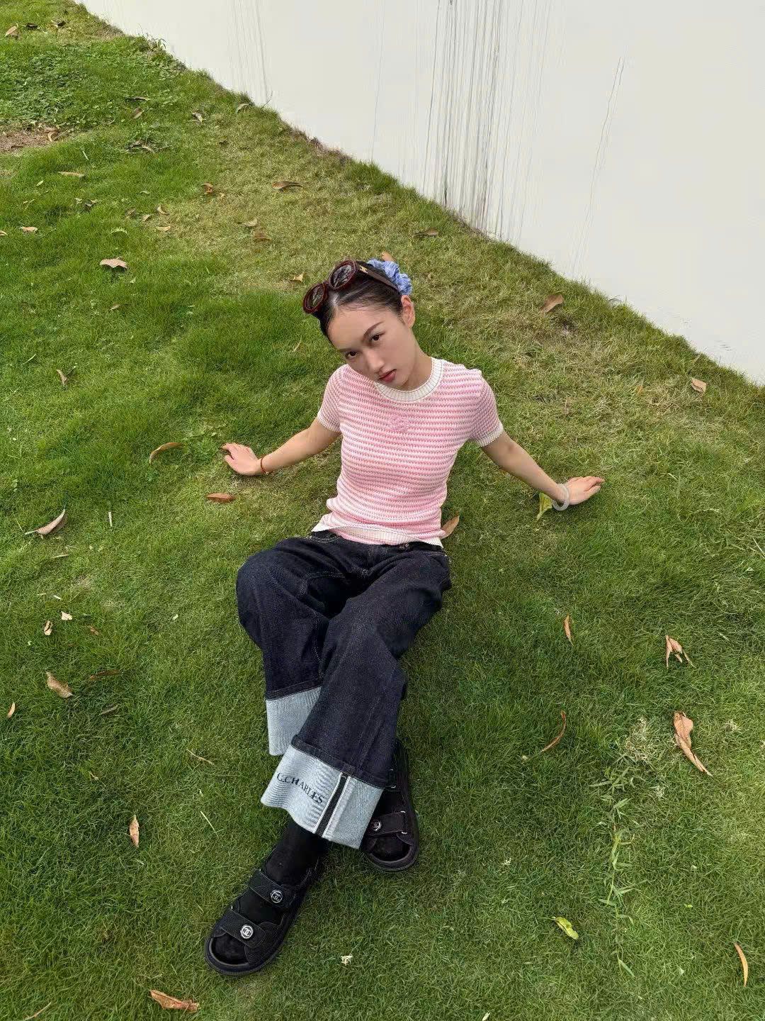  Áo kẻ Zích Zắc trắng hồng 