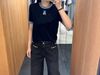  Quần jean đen mài, 2 túi trước xích bạc 