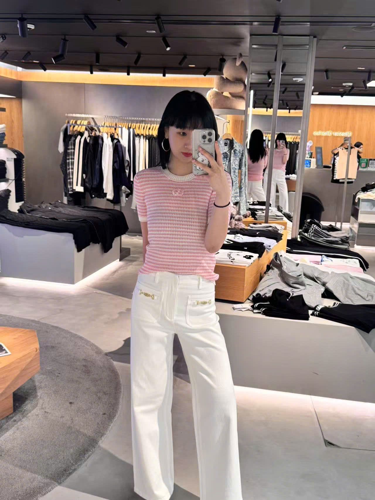  Áo kẻ Zích Zắc trắng hồng 