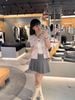  Áo CDG hồng ngắn tay full logo CC xám 