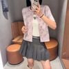  Áo CDG hồng ngắn tay full logo CC xám 