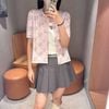  Áo CDG hồng ngắn tay full logo CC xám 