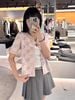  Áo CDG hồng ngắn tay full logo CC xám 