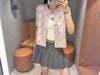  Áo CDG hồng ngắn tay full logo CC xám 