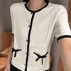  Áo CDG ngắn tay trắng viền đen, 2 túi nơ 