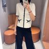  Áo CDG ngắn tay trắng viền đen, 2 túi nơ 