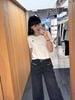  Quần jean đen mài, 2 túi trước xích bạc 