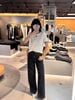  Quần jean đen mài, 2 túi trước xích bạc 