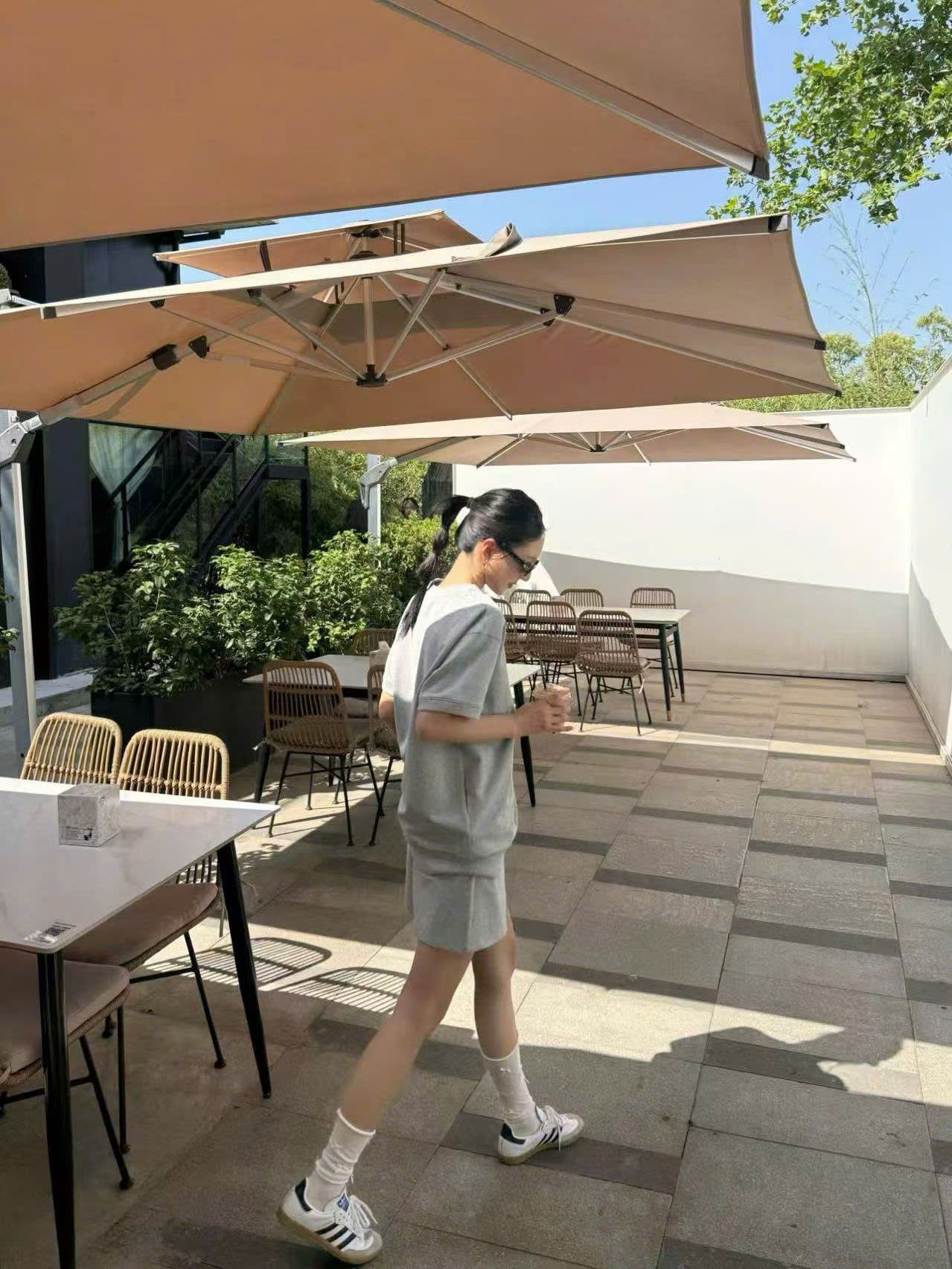  Áo thun xám dệt kim tuyến - gấu ngọc (SET) 