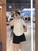  Áo sơ mi trắng tay lửng , cổ thắt nơ cà vạt, cúc đen Logo 