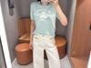  Áo Xanh ngọc chữ CC ngực - gấu ADORE trắng 